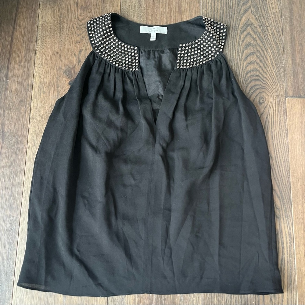 Robert Rodriguez black silk loose fit sleeveless top/blouse, size small